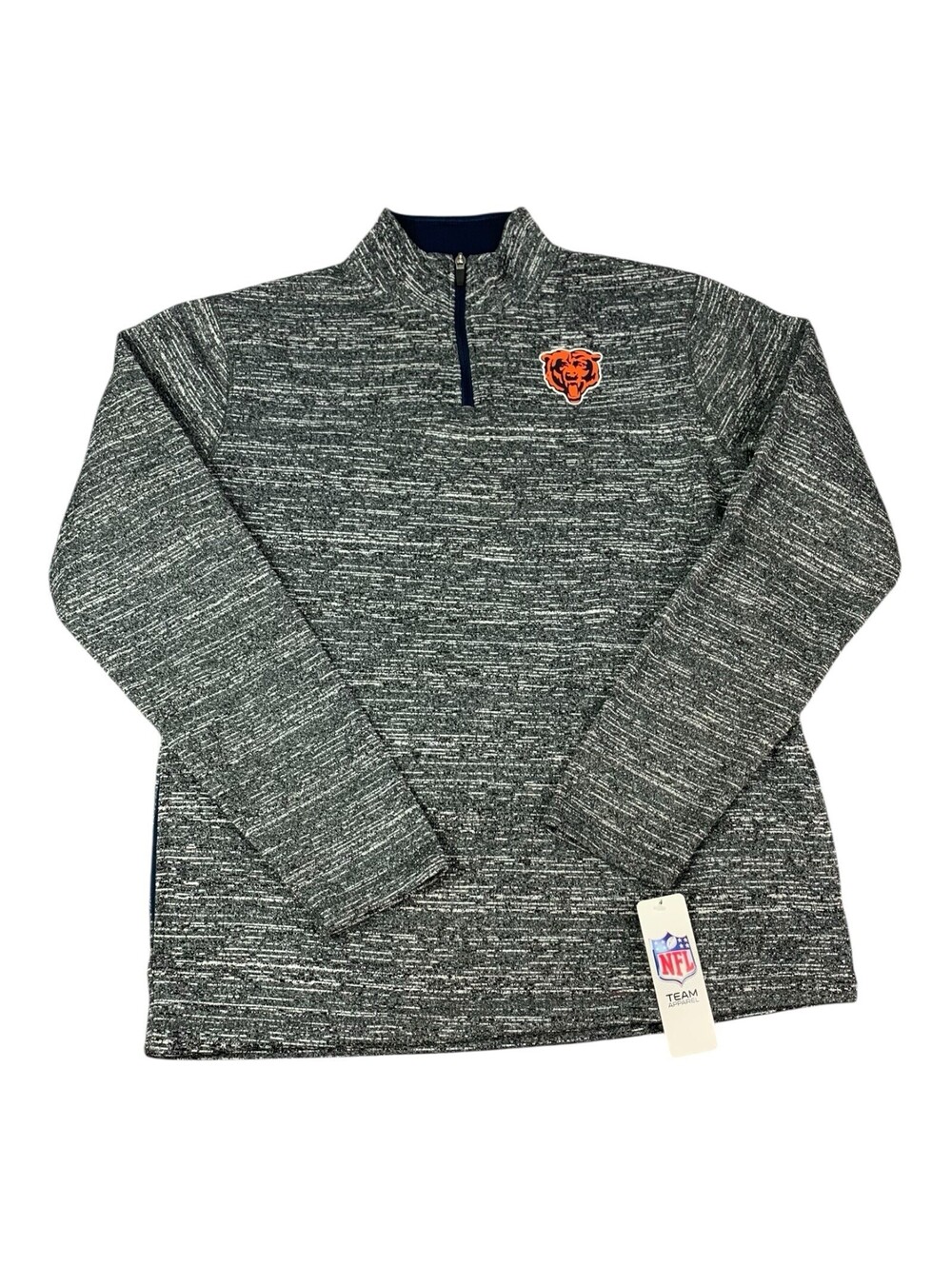 Chicago Bears Mens 1/4 Zip Pullover Top Heather Gray Size Medium NEW